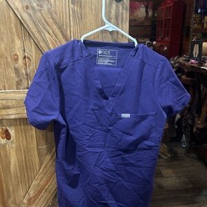 Figs Purple Scrub Set Color is Purple Jam, slightly wrinkled but hardly worn